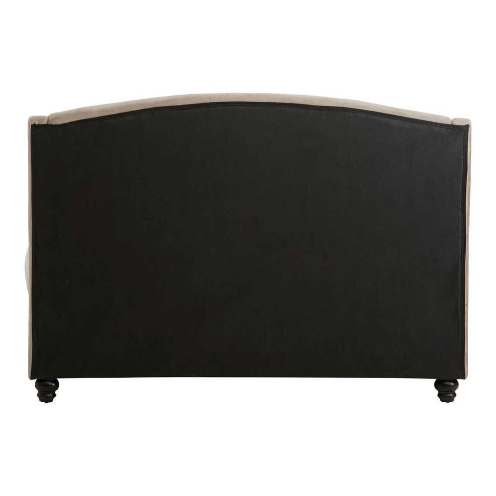 Mink brushed velvet double bed with a softly curved headboard and four wooden legs, showcasing a sleek and modern design suitable for various bedroom styles