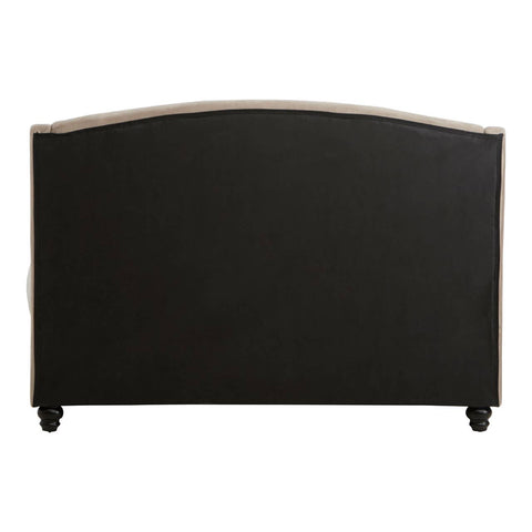Mink brushed velvet double bed with a softly curved headboard and four wooden legs, showcasing a sleek and modern design suitable for various bedroom styles