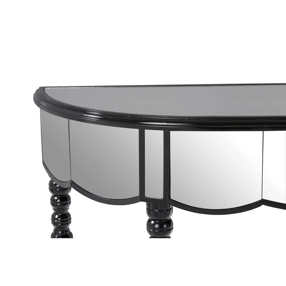 Glamour Mirrored Console Black Legs