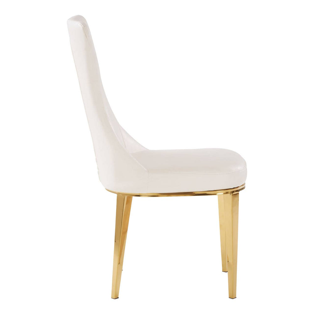 Luxe White Leather Dining Chair