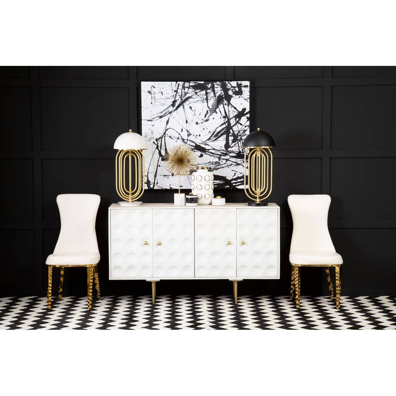 Luxe White Leather Dining Chair