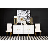 Luxe White Leather Dining Chair