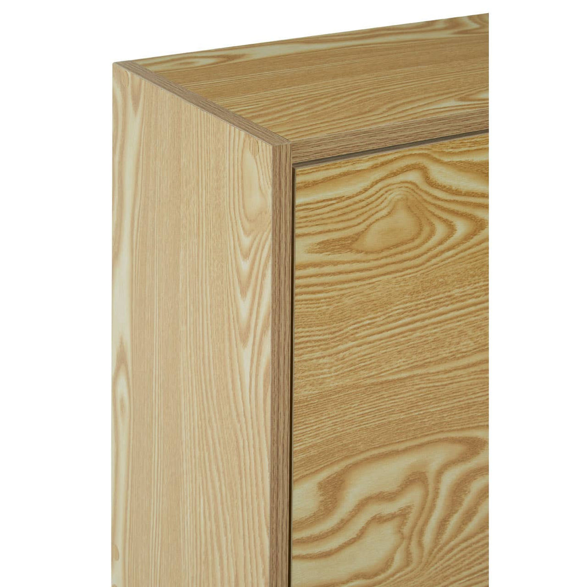 Light wood shoe cabinet with a smooth finish, featuring two tiers for storage. The cabinet has a minimalist design with clean lines and a natural wood grain pattern
