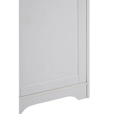 A close-up view of the Portern Single Door Cabinet, featuring a smooth white finish, a single door with a simple panel design, and a slightly curved base. The cabinet has a minimalist aesthetic, suitable for various home decor styles