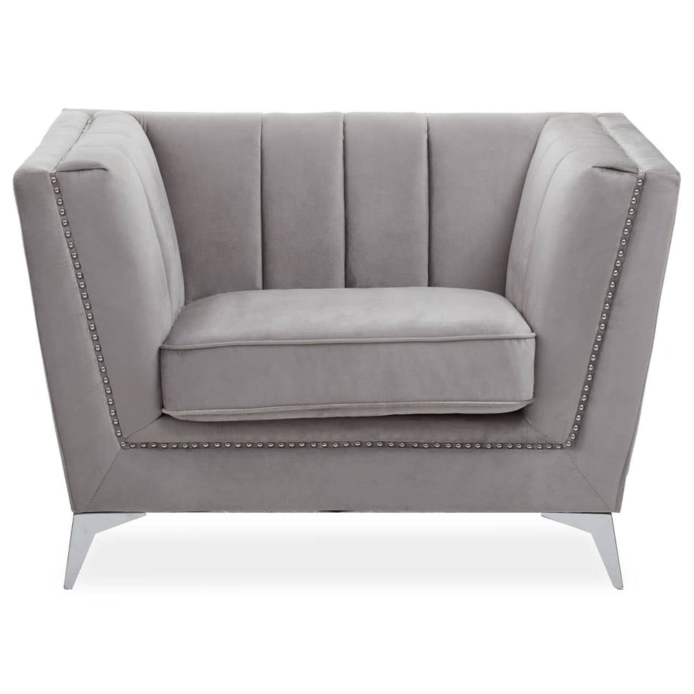 Luxe Grey Velvet Lounge Chair