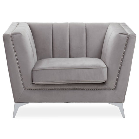 Luxe Grey Velvet Lounge Chair