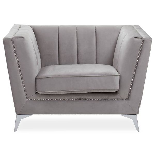 Luxe Grey Velvet Lounge Chair