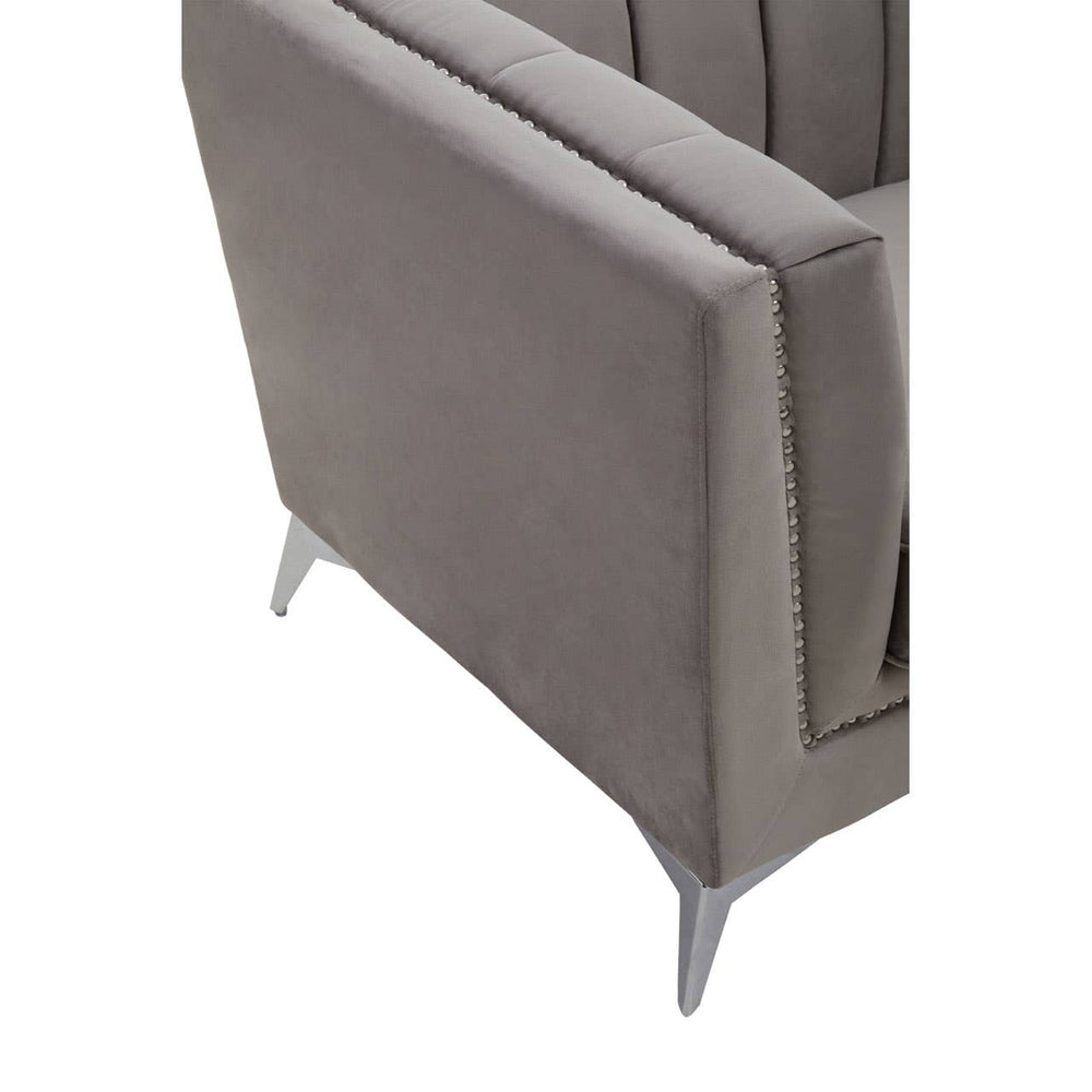 Luxe Grey Velvet Lounge Chair