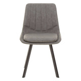 Westford Rectangle Dining Table with 6 Chairs Set featuring a sleek rectangular table with a smooth surface and six matching chairs. The chairs have a modern design with a padded seat and backrest, upholstered in a soft gray fabric, supported by sturdy black legs. The overall aesthetic is contemporary and stylish, suitable for various dining room decors