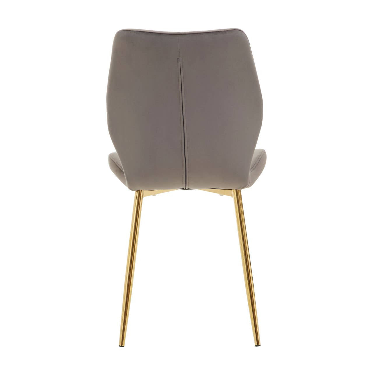 Smoked glass dining table with a sleek, modern design accompanied by six upholstered chairs featuring a curved backrest and wooden legs. The chairs are upholstered in a soft gray fabric, adding a touch of elegance to the set