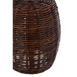 Natural rattan stool with a textured, woven design in rich brown tones, featuring a rounded shape and open weave pattern that showcases the craftsmanship of the material