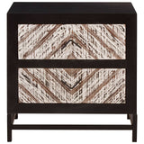 Geometric Pattern Wood Bedside Table