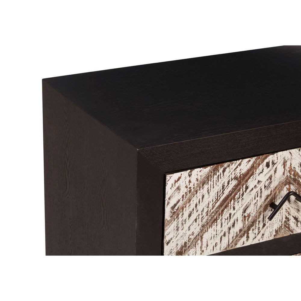 Geometric Pattern Wood Bedside Table