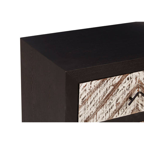 Geometric Pattern Wood Bedside Table