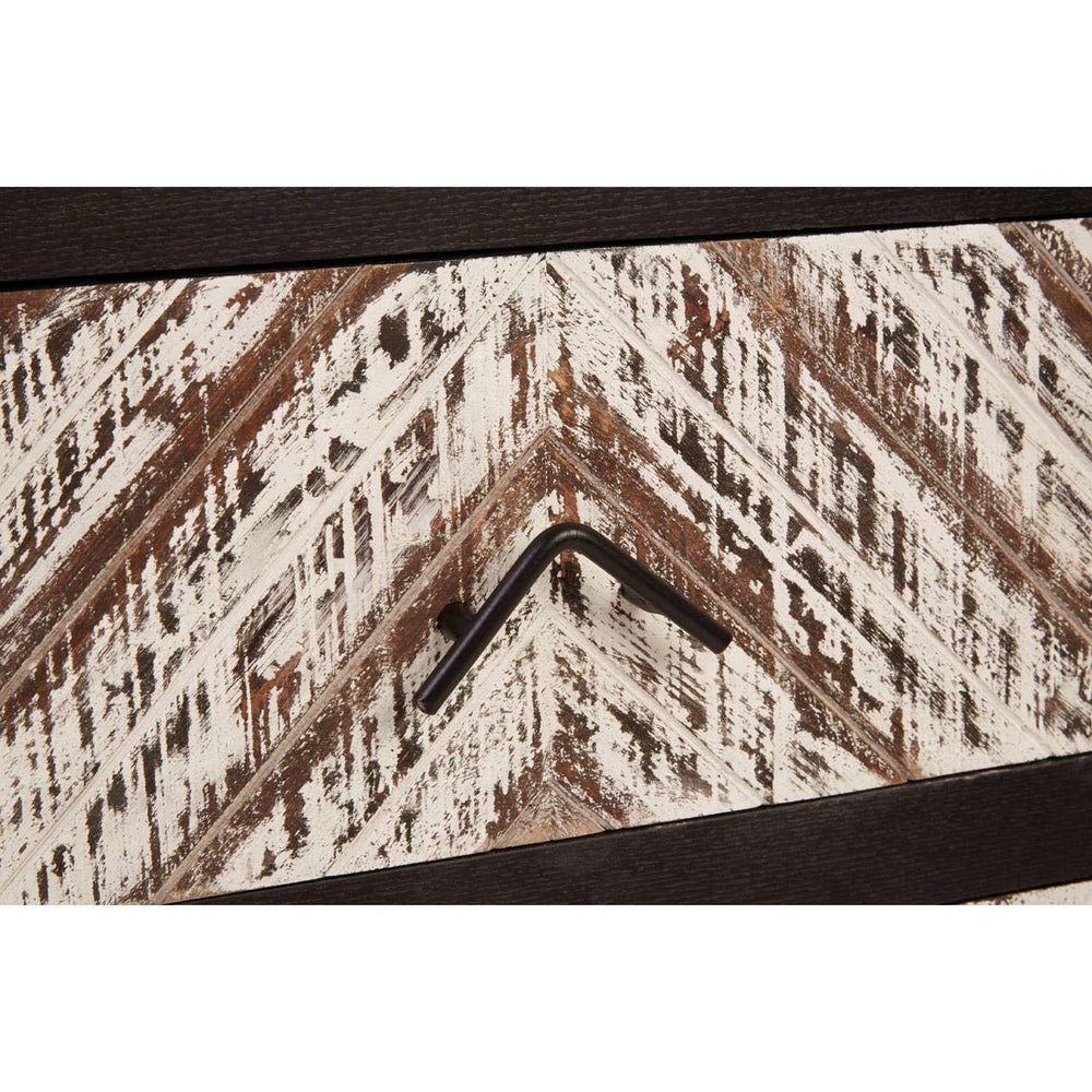 Geometric Pattern Wood Bedside Table