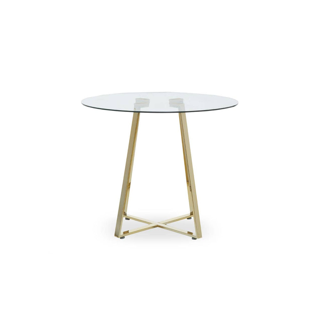 Golden Geometric Glass Dining Table