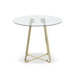 Golden Geometric Glass Dining Table
