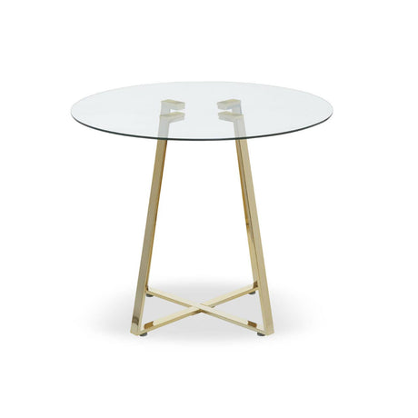 Golden Geometric Glass Dining Table