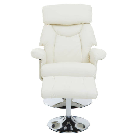 Denton Ivory Leather Effect Reclining Chair And Footstool