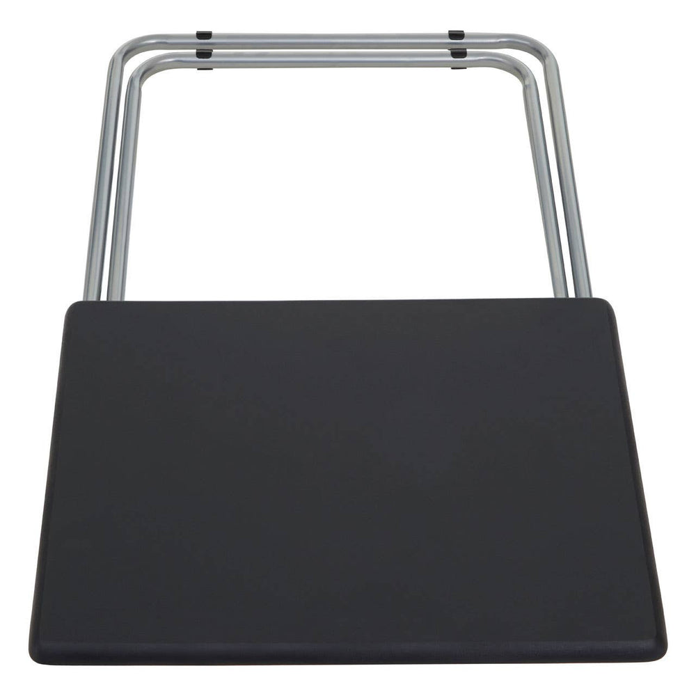 Folding table with a sand black top and silver metal legs, designed for easy storage and portability