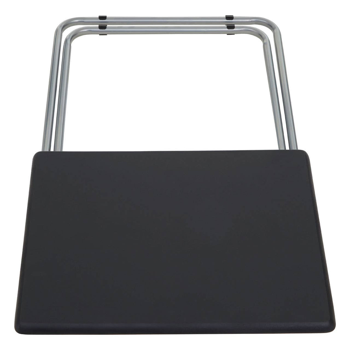 Folding table with a sand black top and silver metal legs, designed for easy storage and portability