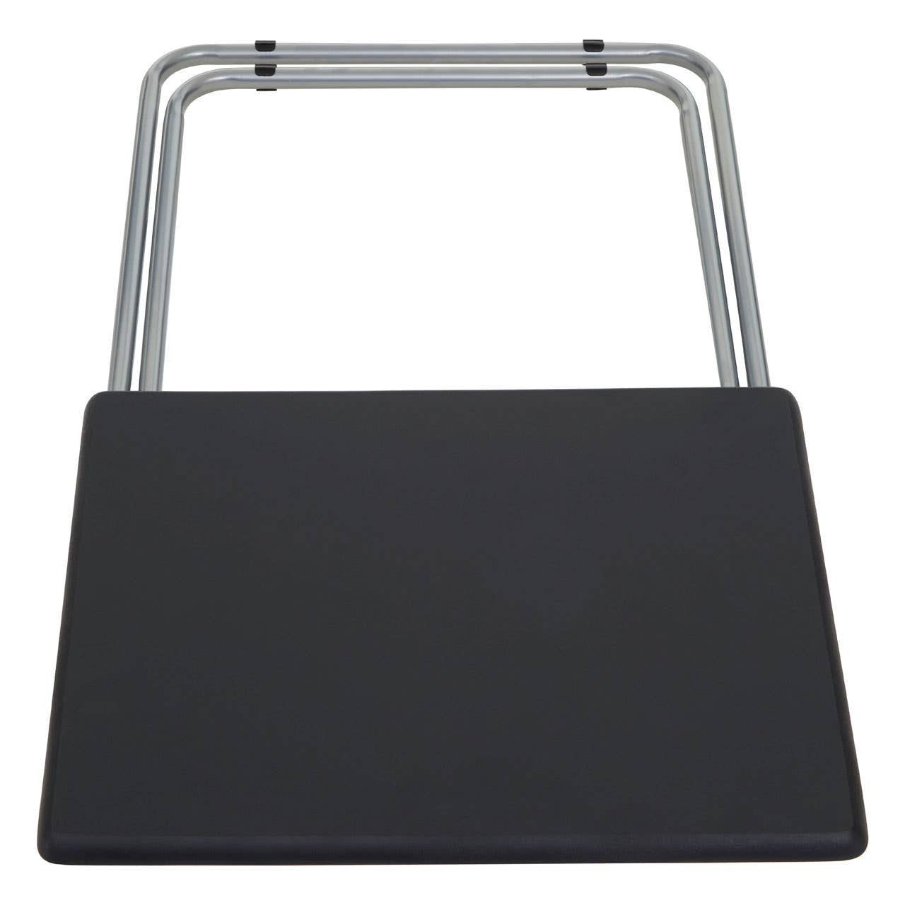Folding table with a sand black top and silver metal legs, designed for easy storage and portability