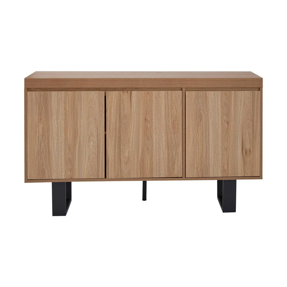Oakton Natural Wood Sideboard with Geometric Black Metal Legs