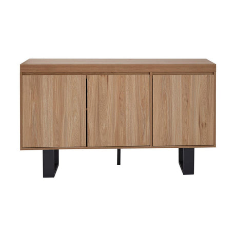 Oakton Natural Wood Sideboard with Geometric Black Metal Legs