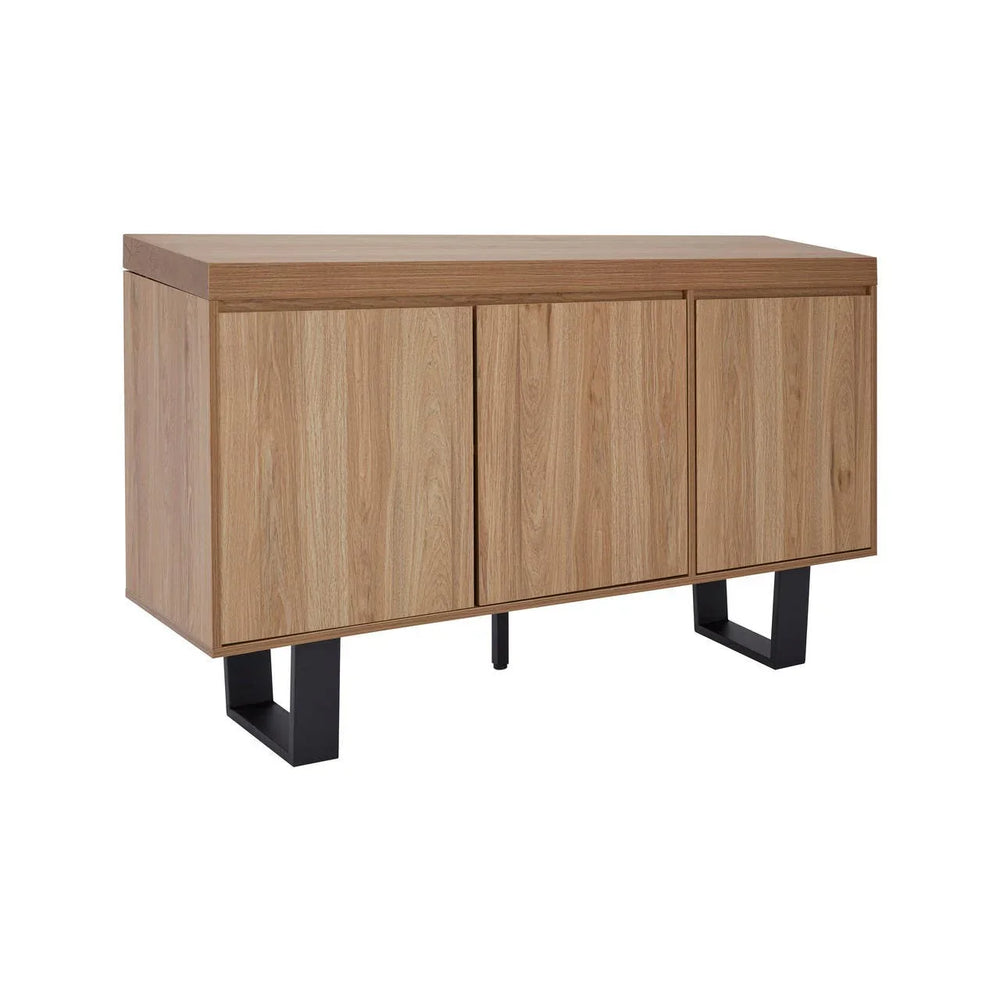 Oakton Natural Wood Sideboard with Geometric Black Metal Legs