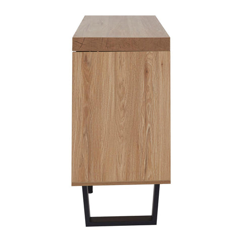 Oakton Natural Wood Sideboard with Geometric Black Metal Legs