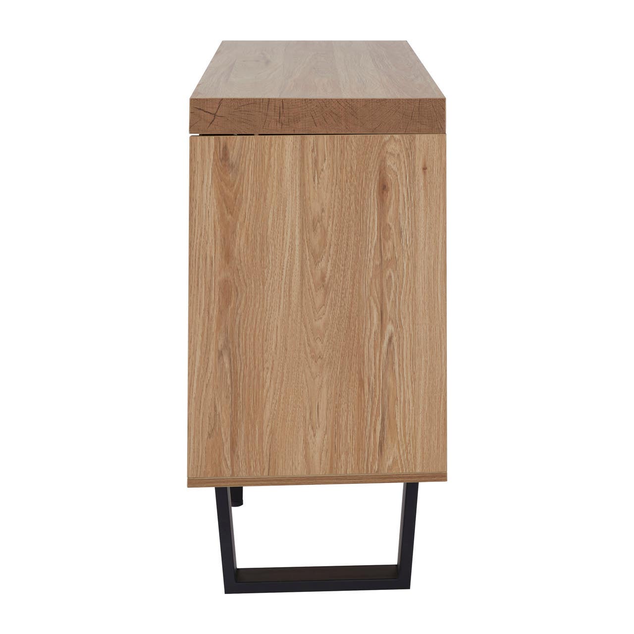 Oakton Natural Wood Sideboard with Geometric Black Metal Legs