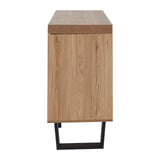 Oakton Natural Wood Sideboard with Geometric Black Metal Legs