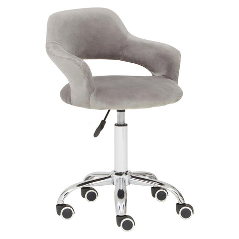 Plush Grey Velvet Office Chair