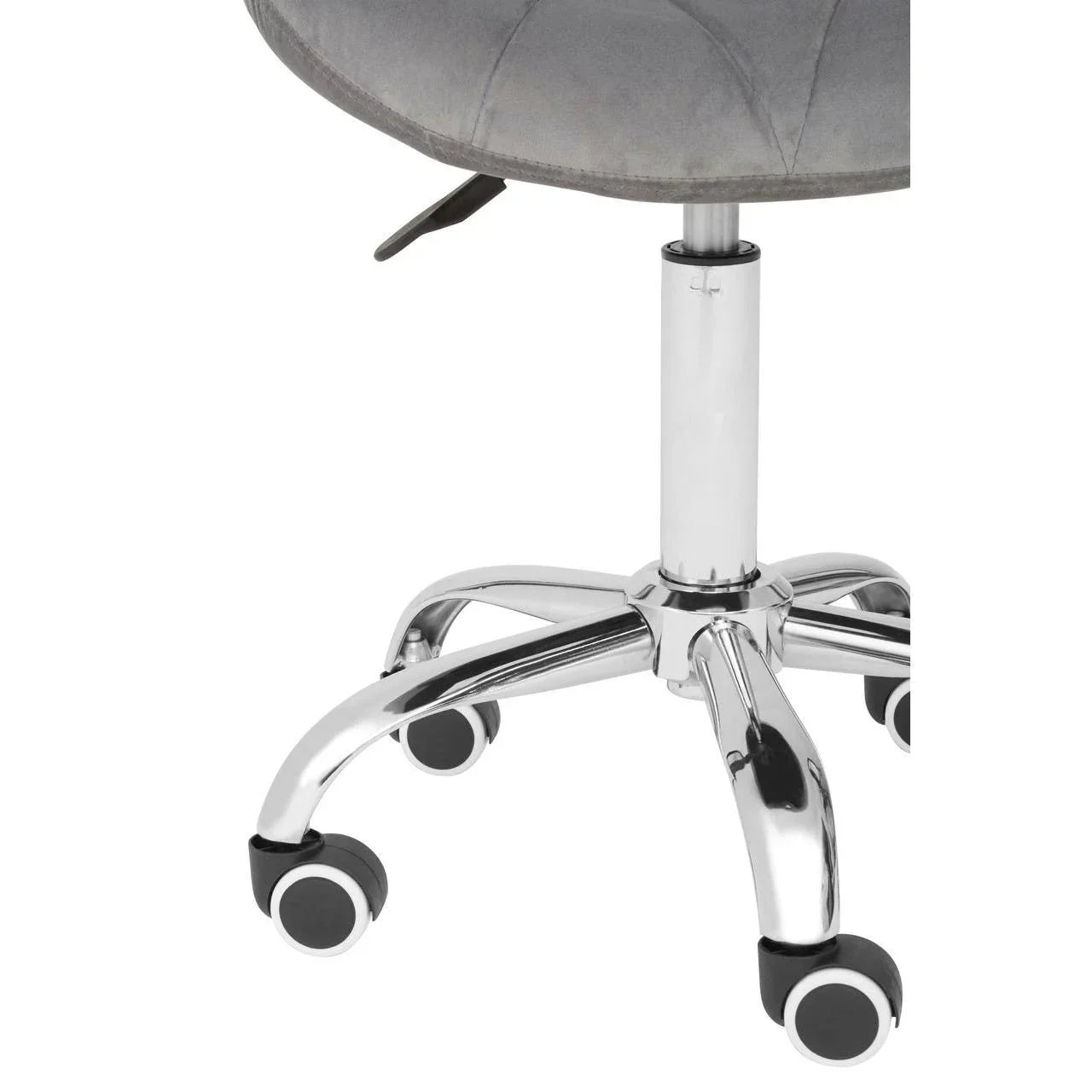 Chrome office chair base with smooth rolling wheels and gas lift adjustment lever