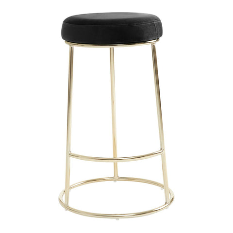 Luxe Black Velvet Bar Stool
