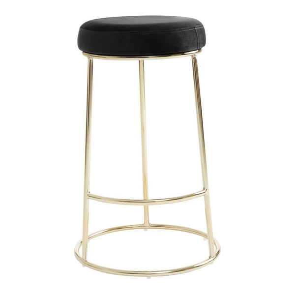 Luxe Black Velvet Bar Stool