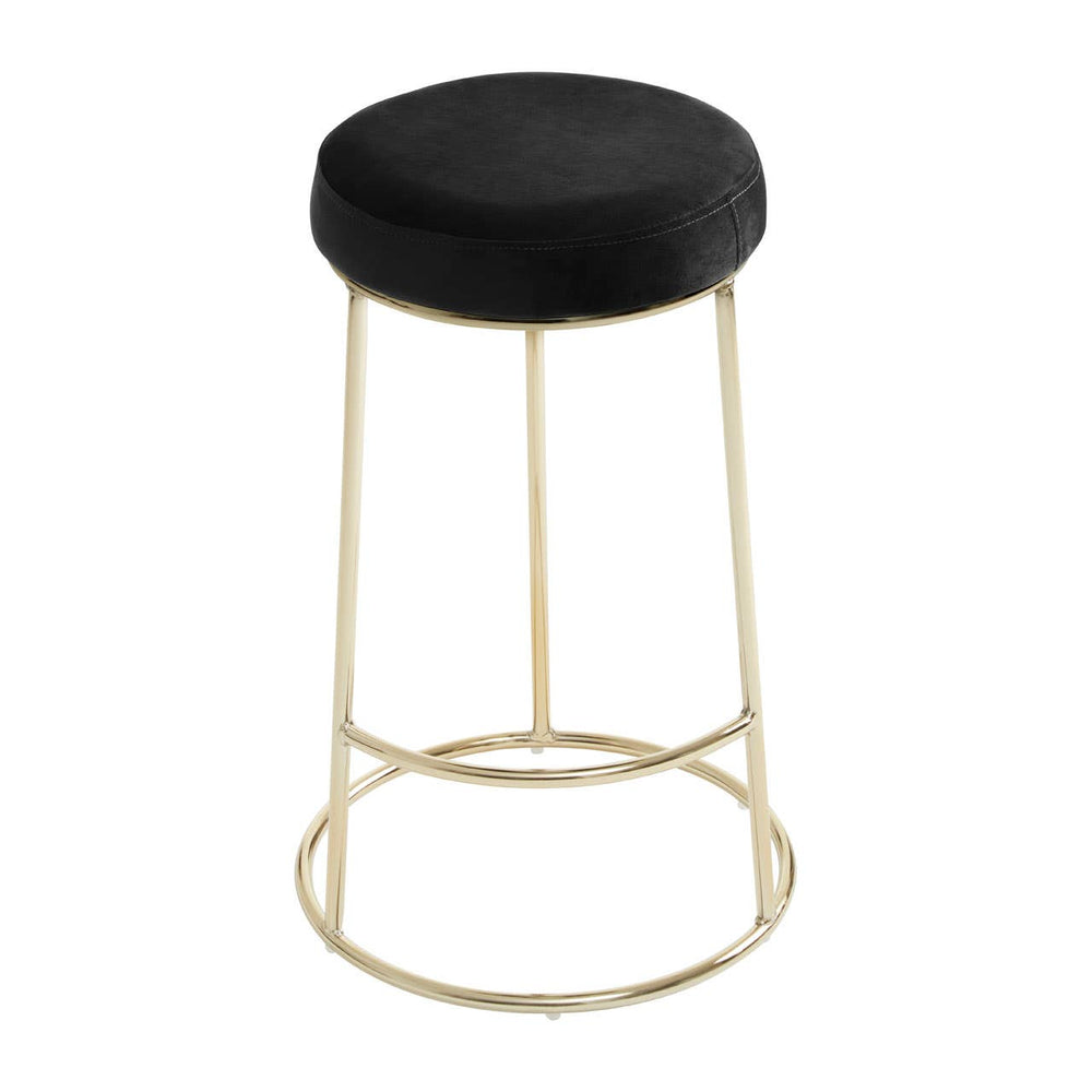 Luxe Black Velvet Bar Stool