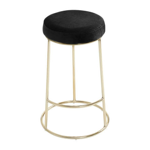 Luxe Black Velvet Bar Stool
