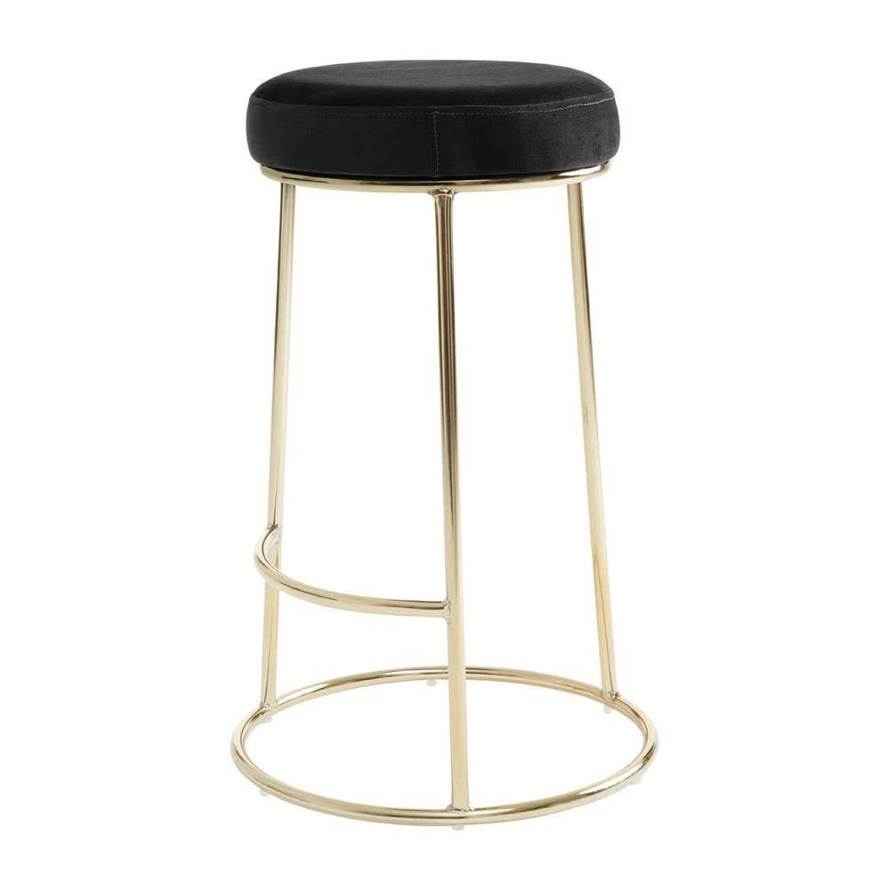 Luxe Black Velvet Bar Stool