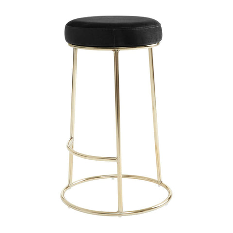 Luxe Black Velvet Bar Stool