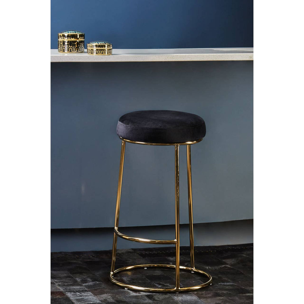 Luxe Black Velvet Bar Stool