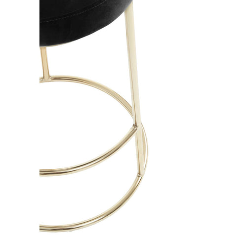 Luxe Black Velvet Bar Stool