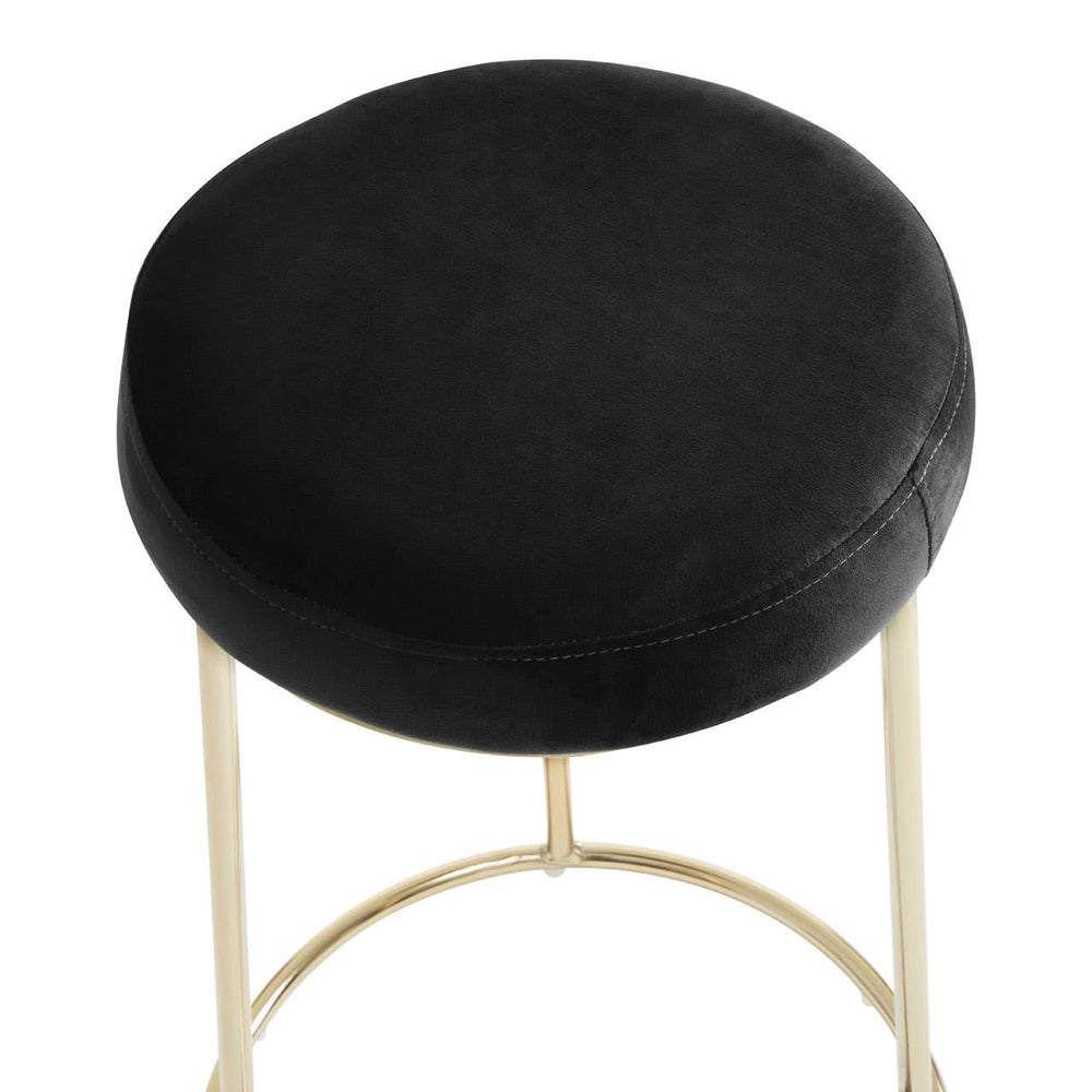 Luxe Black Velvet Bar Stool