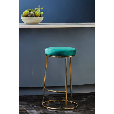 Luxe Green Velvet Bar Stool