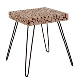 Rustic Wood Disc Side Table