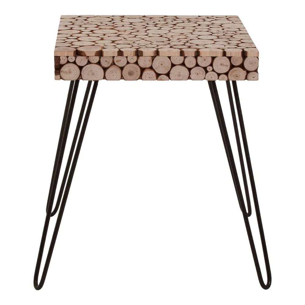 Rustic Wood Disc Side Table