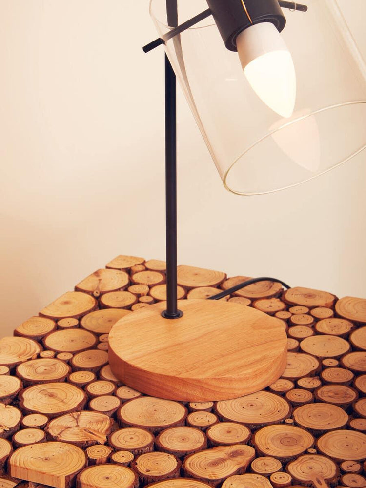 Rustic Wood Disc Side Table