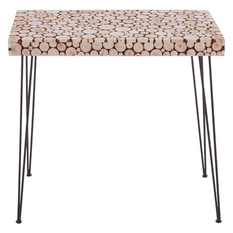 Rustic Wood Disc Console Table