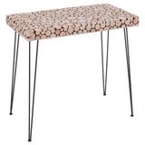 Rustic Wood Disc Console Table