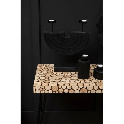 Rustic Wood Disc Console Table